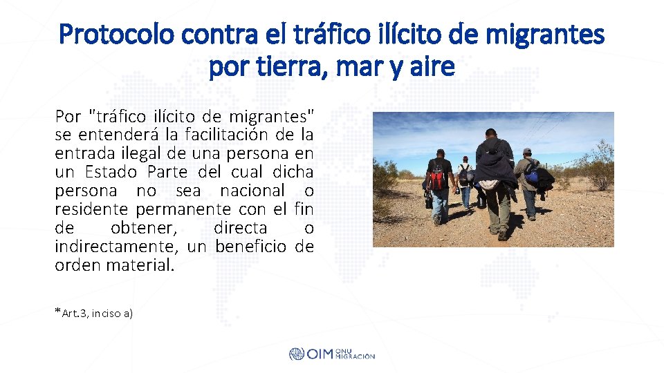 Protocolo contra el tráfico ilícito de migrantes por tierra, mar y aire Por "tráfico Protocolo contra el tráfico ilícito de migrantes por tierra, mar y aire Por "tráfico