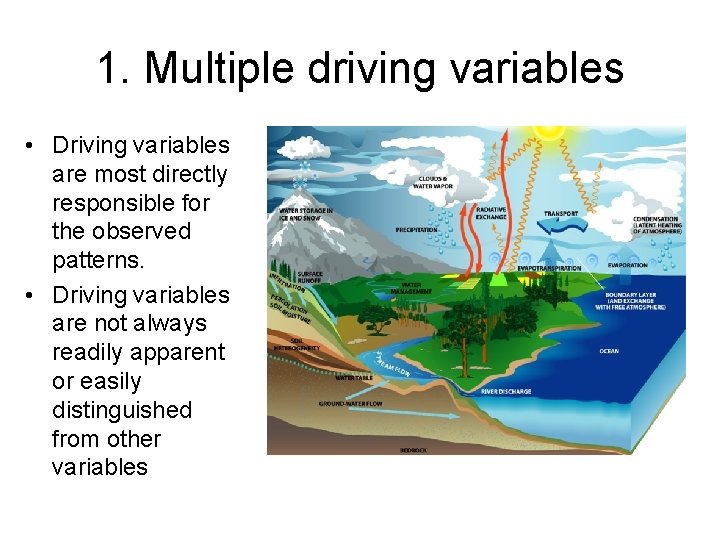 1. Multiple driving variables • Driving variables are most directly responsible for the observed