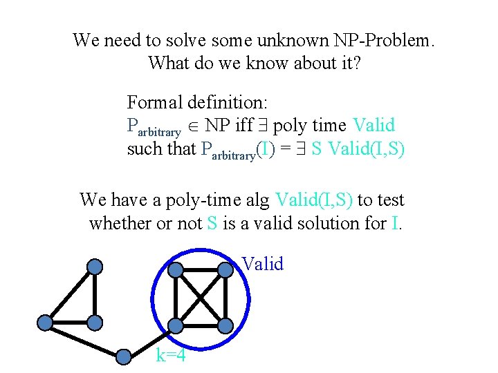 We need to solve some unknown NP-Problem. What do we know about it? Formal