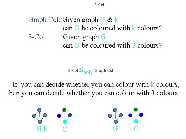 3 -Col Graph Col: Given graph G & k can G be coloured with