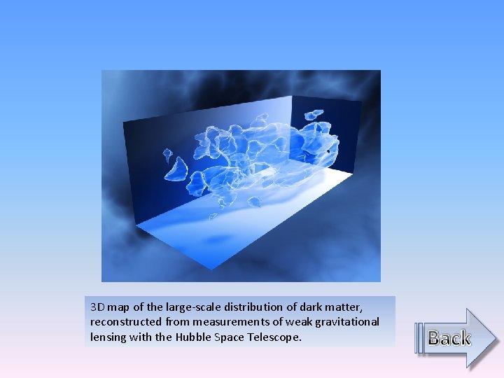 3 D map of the large-scale distribution of dark matter, reconstructed from measurements of