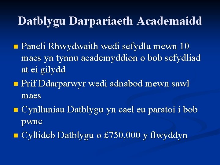 Datblygu Darpariaeth Academaidd Paneli Rhwydwaith wedi sefydlu mewn 10 maes yn tynnu academyddion o