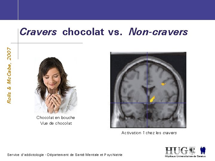 Rolls & Mc. Cabe, 2007 Cravers chocolat vs. Non-cravers Chocolat en bouche Vue de