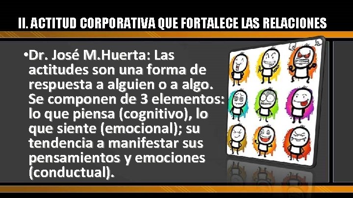 II. ACTITUD CORPORATIVA QUE FORTALECE LAS RELACIONES • Dr. José M. Huerta: Las actitudes