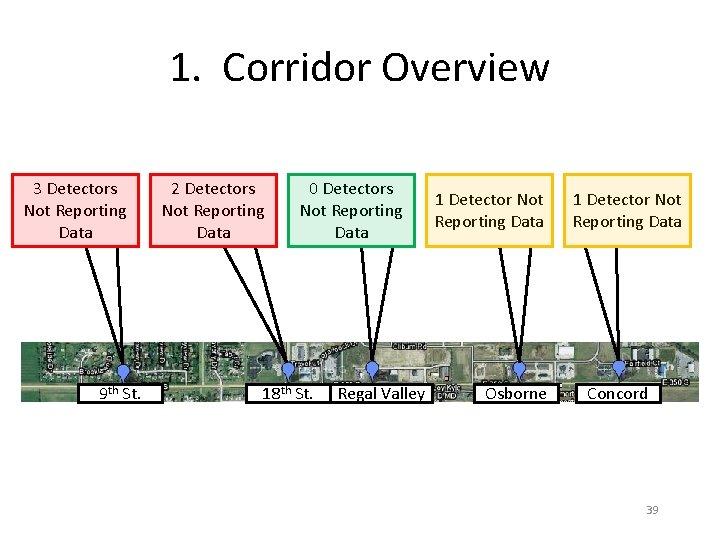 1. Corridor Overview 3 Detectors Not Reporting Data 2 Detectors Not Reporting Data 0