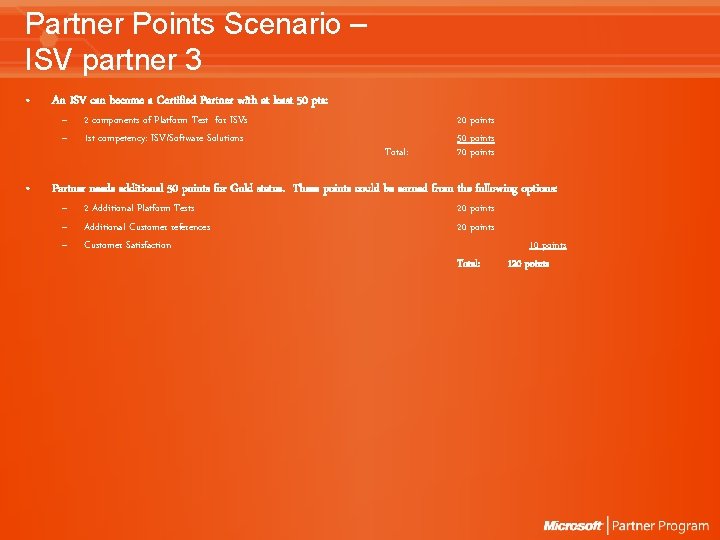 Partner Points Scenario – ISV partner 3 • • An ISV can become a Partner Points Scenario – ISV partner 3 • • An ISV can become a