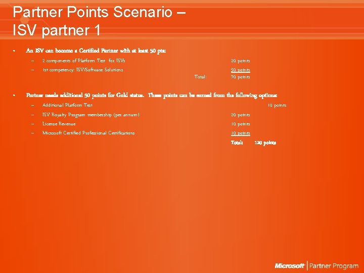 Partner Points Scenario – ISV partner 1 • • An ISV can become a Partner Points Scenario – ISV partner 1 • • An ISV can become a