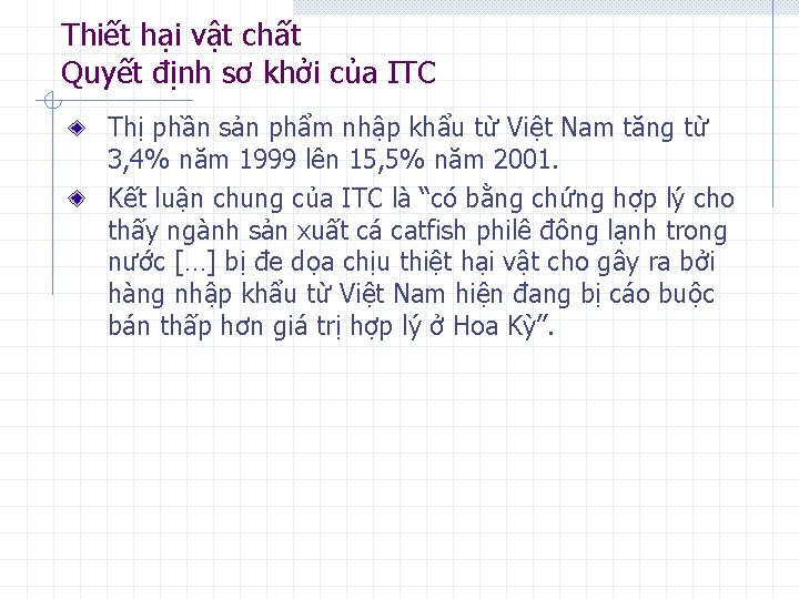 Thiết hại vật chất Quyết định sơ khởi của ITC Thị phần sản phẩm