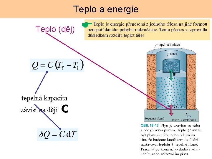 Teplo a energie Teplo (děj) tepelná kapacita závisí na ději C 