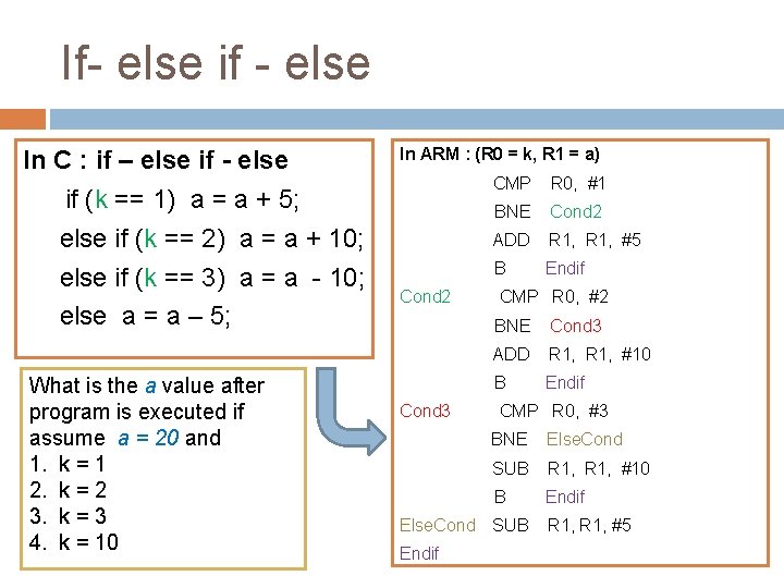 If- else if - else In C : if – else if - else