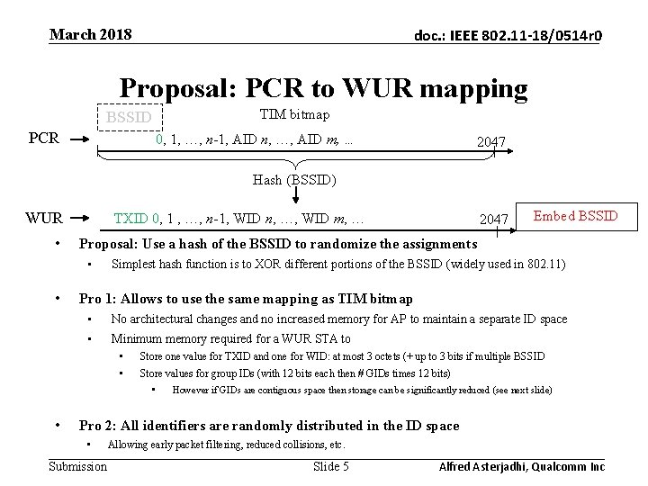 March 2018 doc. : IEEE 802. 11 -18/0514 r 0 Proposal: PCR to WUR