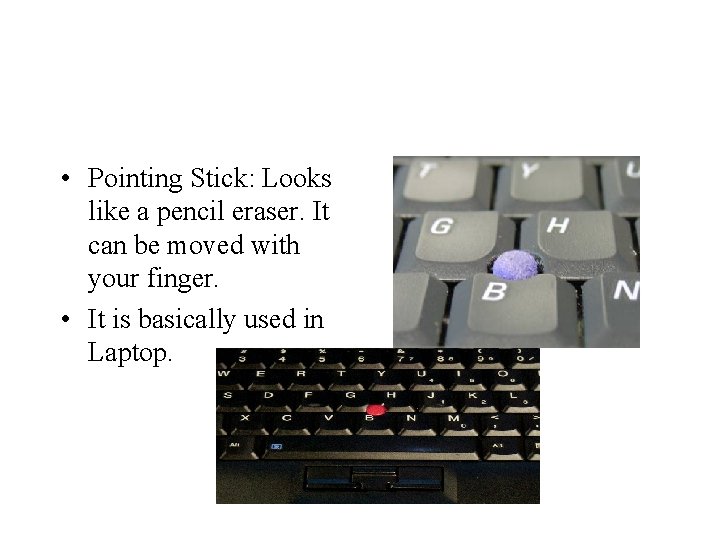  • Pointing Stick: Looks like a pencil eraser. It can be moved with