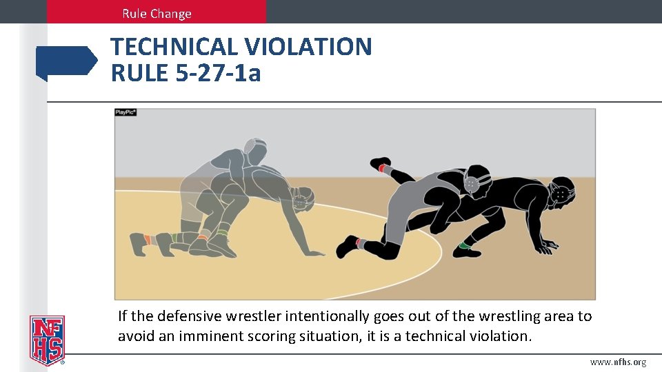 Rule Change TECHNICAL VIOLATION RULE 5 -27 -1 a If the defensive wrestler intentionally