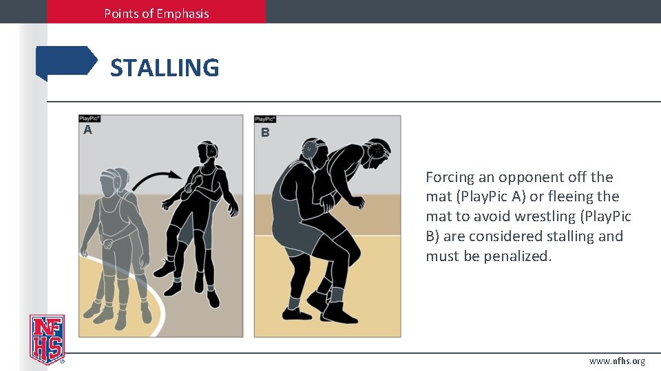 Points of Emphasis STALLING A B Forcing an opponent off the mat (Play. Pic