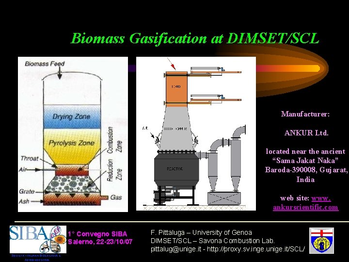 Biomass Gasification at DIMSET/SCL Manufacturer: ANKUR Ltd. located near the ancient “Sama Jakat Naka”