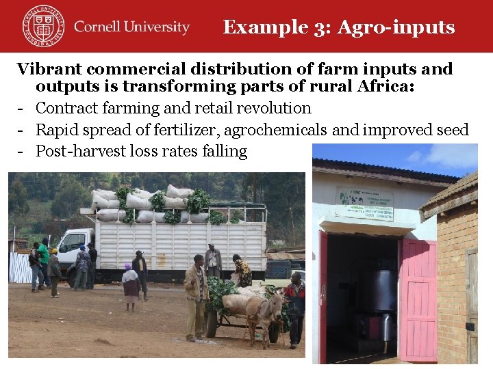 Example 3: Agro-inputs Vibrant commercial distribution of farm inputs and outputs is transforming parts