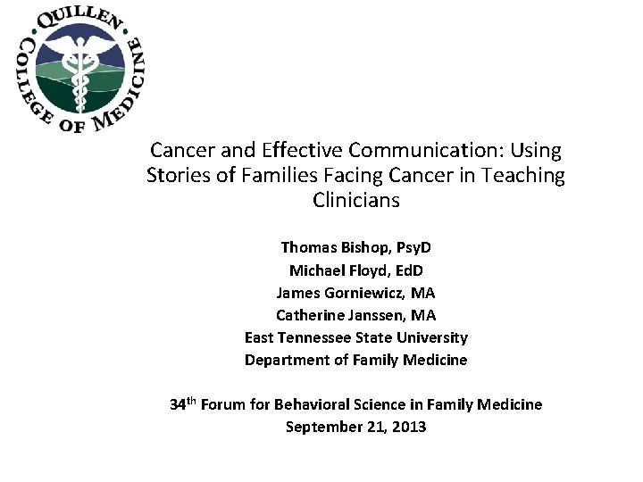 Cancer and Effective Communication Using Stories of Families