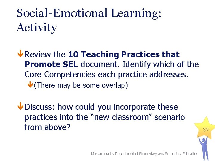 Social-Emotional Learning: Activity Review the 10 Teaching Practices that Promote SEL document. Identify which Social-Emotional Learning: Activity Review the 10 Teaching Practices that Promote SEL document. Identify which