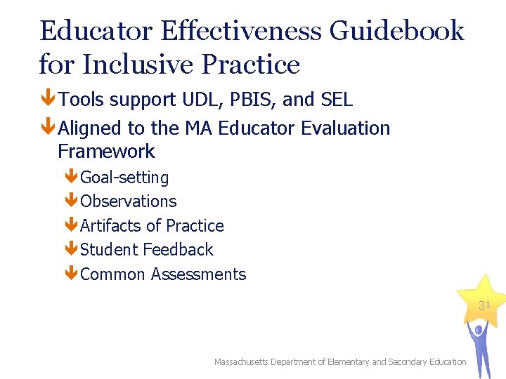 Educator Effectiveness Guidebook for Inclusive Practice Tools support UDL, PBIS, and SEL Aligned to Educator Effectiveness Guidebook for Inclusive Practice Tools support UDL, PBIS, and SEL Aligned to