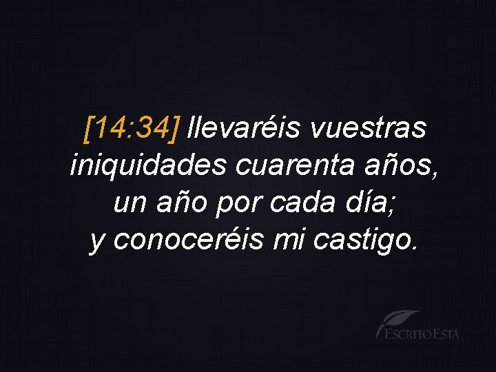 [14: 34] llevaréis vuestras iniquidades cuarenta años, un año por cada día; y conoceréis