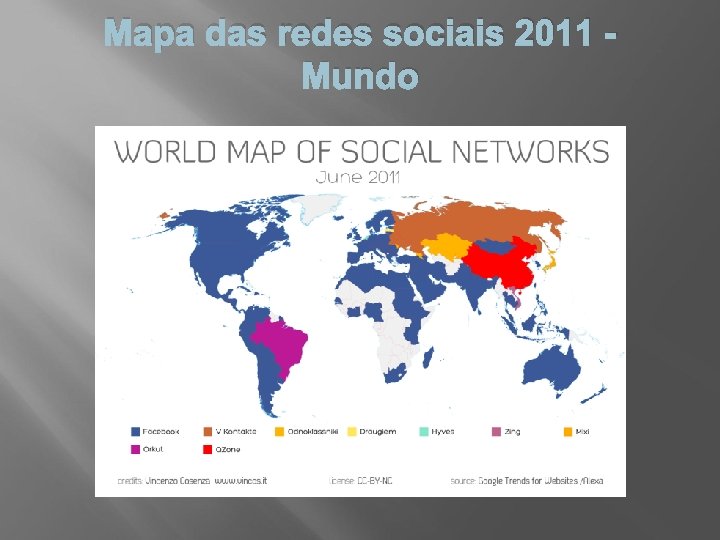 Mapa das redes sociais 2011 Mundo 