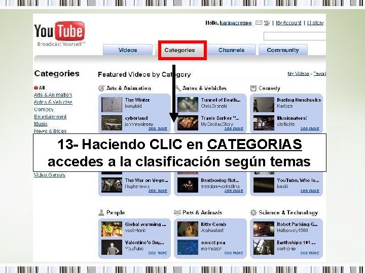 13 - Haciendo CLIC en CATEGORIAS accedes a la clasificación según temas 