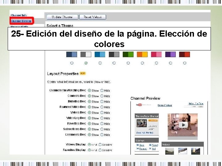 25 - Edición del diseño de la página. Elección de colores 