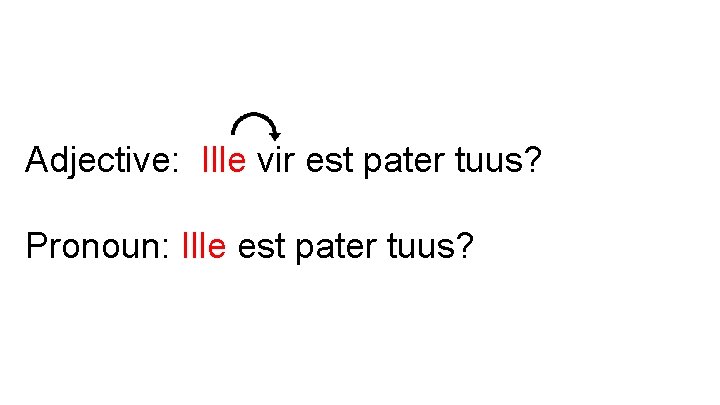 Adjective: Ille vir est pater tuus? Pronoun: Ille est pater tuus? 