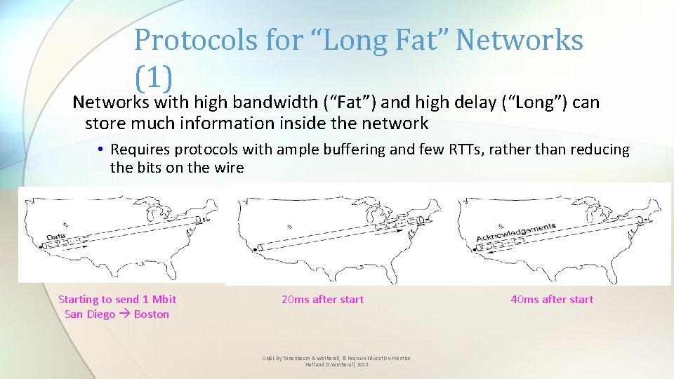 Protocols for “Long Fat” Networks (1) Networks with high bandwidth (“Fat”) and high delay