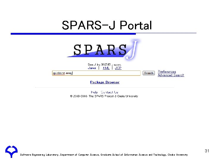 SPARS-J Portal Software Engineering Laboratory, Department of Computer Science, Graduate School of Information Science