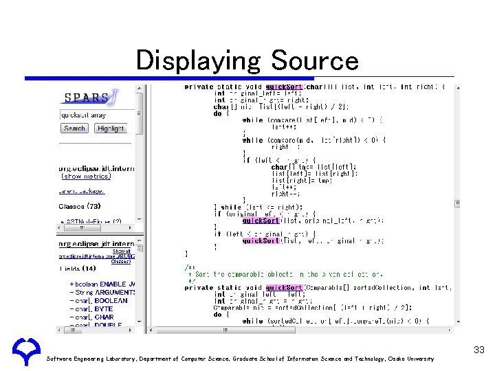 Displaying Source Software Engineering Laboratory, Department of Computer Science, Graduate School of Information Science