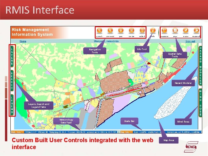 RMIS Interface Info Tool Navigation Tools Spatial Data Tools Hazard Modeler Layers, Search and