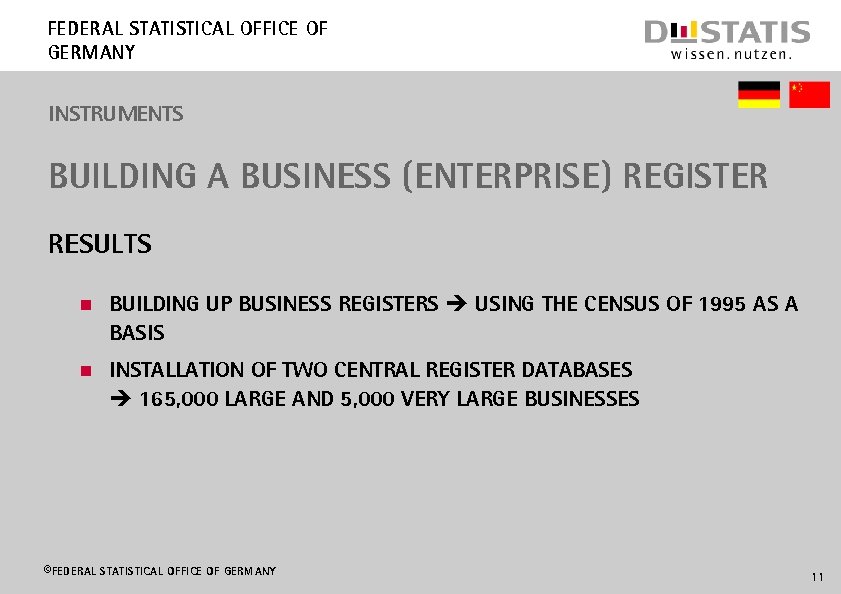 Federal Statistical Office of Germany INSTRUMENTS BUILDING A BUSINESS (ENTERPRISE) REGISTER Results n Building