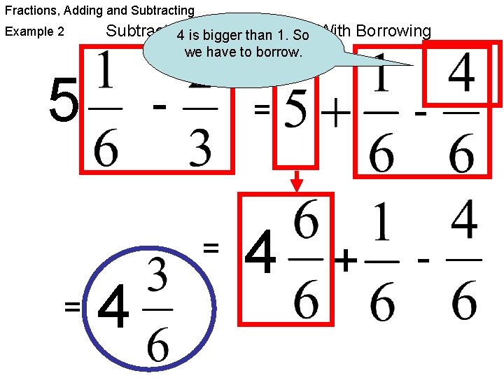 Fractions, Adding and Subtracting Example 2 Subtracting 4 is. Mixed bigger Numbers than 1.