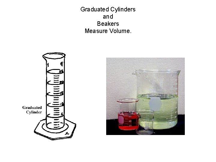 Graduated Cylinders and Beakers Measure Volume. 