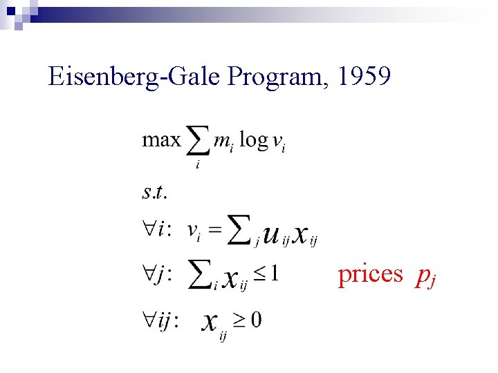 Eisenberg-Gale Program, 1959 prices pj 