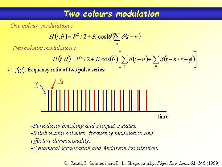 Two colours modulation One colour modulation : Two colours modulation : r = f Two colours modulation One colour modulation : Two colours modulation : r = f