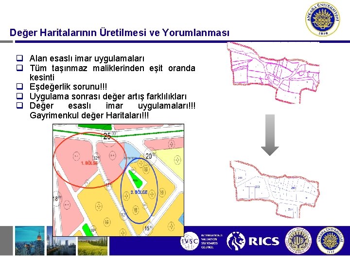 Değer Haritalarının Üretilmesi ve Yorumlanması q Alan esaslı imar uygulamaları q Tüm taşınmaz maliklerinden