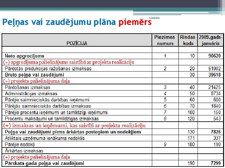 n. balabka Peļņas vai zaudējumu plāna piemērs 