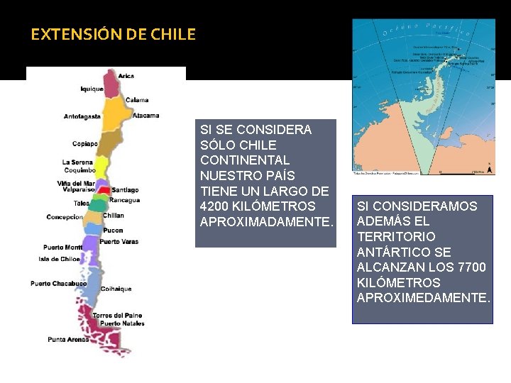 EXTENSIÓN DE CHILE SI SE CONSIDERA SÓLO CHILE CONTINENTAL NUESTRO PAÍS TIENE UN LARGO