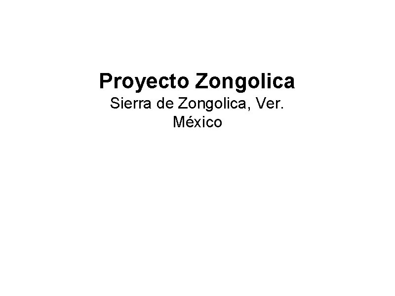 Proyecto Zongolica Sierra de Zongolica, Ver. México 