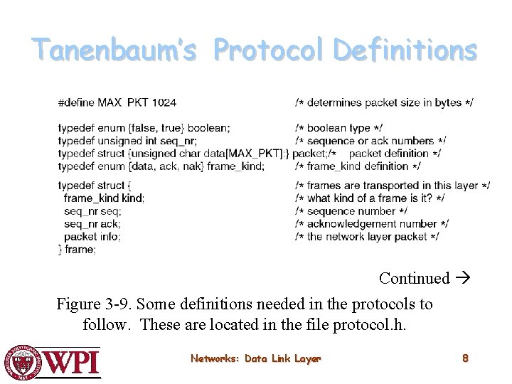 Tanenbaum’s Protocol Definitions Continued Figure 3 -9. Some definitions needed in the protocols to