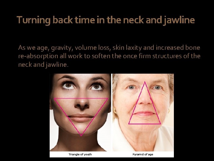 Turning back time in the neck and jawline As we age, gravity, volume loss,