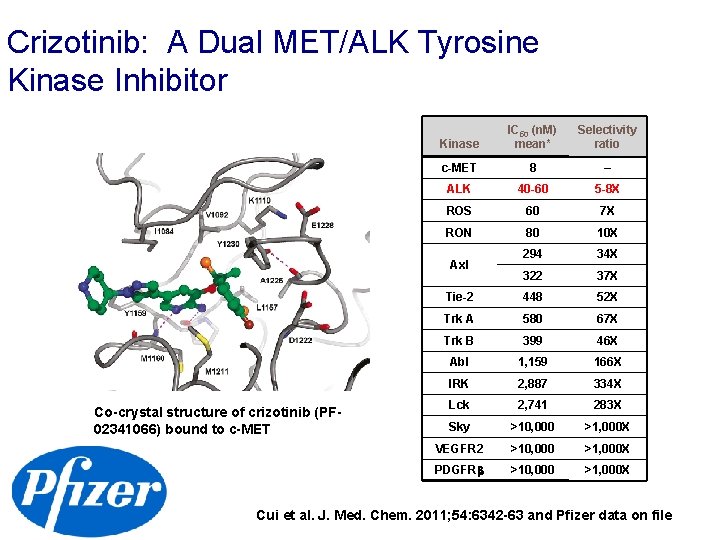 Crizotinib: A Dual MET/ALK Tyrosine Kinase Inhibitor Kinase IC 50 (n. M) mean* Selectivity