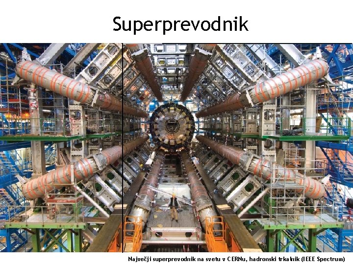 Superprevodnik Superprevodnost je 100 let staro odkritje Največji superprevodnik na svetu v CERNu, hadronski