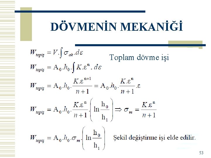 DÖVMENİN MEKANİĞİ Toplam dövme işi 53 