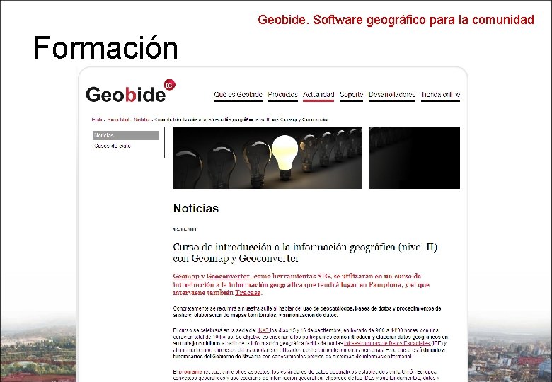 Geobide. Software geográfico para la comunidad Formación 