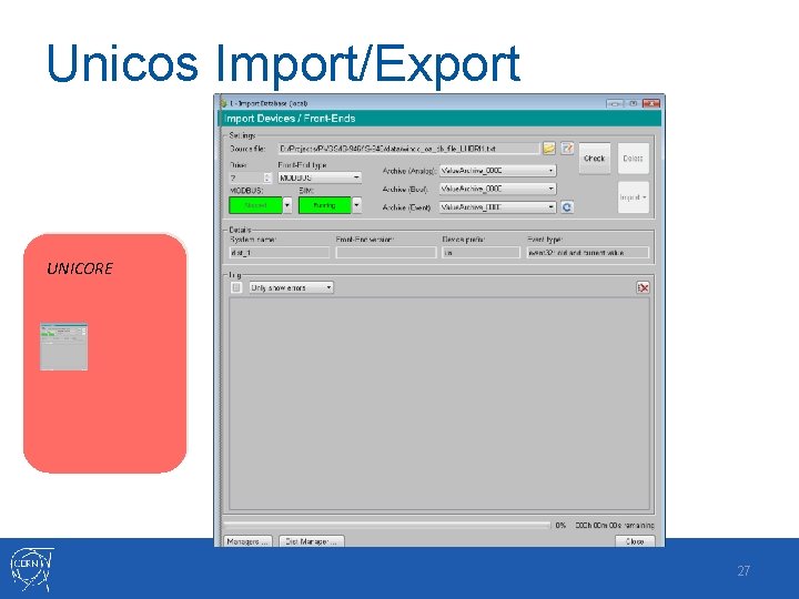 Unicos Import/Export UNICORE 27 