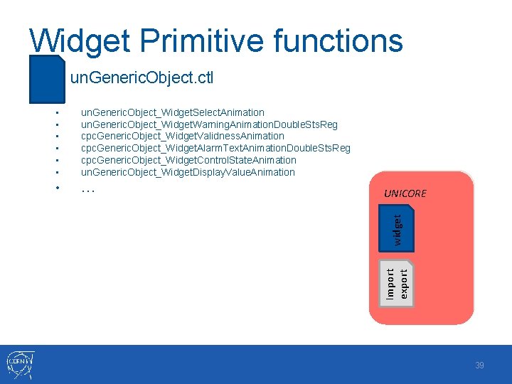 Widget Primitive functions File un. Generic. Object. ctl • … UNICORE widget un. Generic.