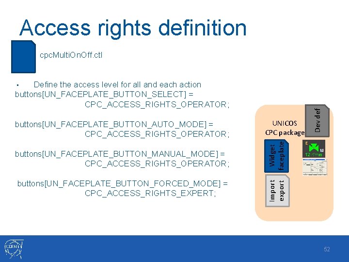 Access rights definition File cpc. Multi. On. Off. ctl Define the access level for